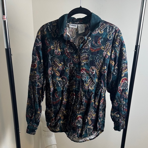 Women's Vintage Capacity Button Down Paisley Cotton Fall Shirt Size Small - Picture 1 of 5